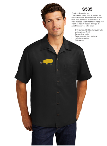 Cigar Pig - Camp Shirt with Pocket - Black