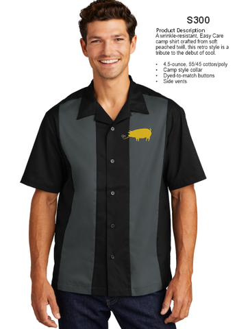 Cigar Pig - 2 Color Camp Shirt - Black/Gray S300