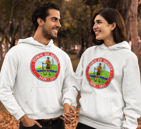 Town of Saugus Seal - WHITE Hoodie - Adult Sizes