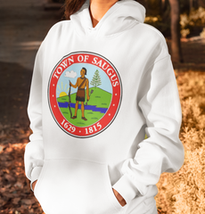 Town of Saugus Seal - WHITE Hoodie - Adult Sizes