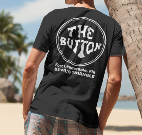 Button on the Beach BLACK T-Shirt (The Original) - 100% Cotton - Short Sleeve