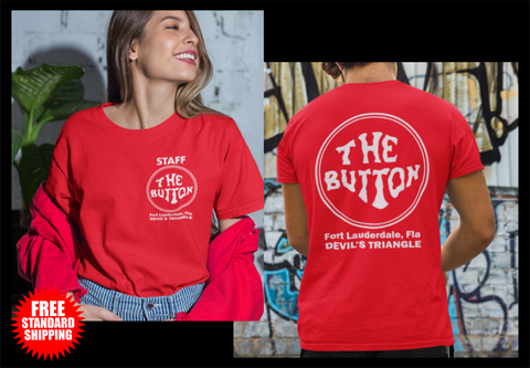 Button on the Beach Red T-Shirt (The Original) - 100% Cotton - Short Sleeve