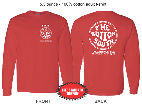 Button South Original RED T-Shirt - 100% Cotton - Long Sleeve