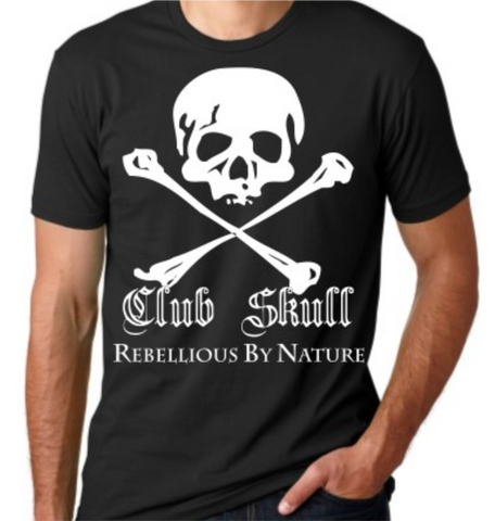 Club Skull Logo - Black Short Sleeve 100% Cotton T-Shirt