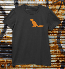 Saugus Orange Dinosaur - Black Adult T-shirt