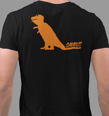 Saugus Orange Dinosaur - Black Adult T-shirt