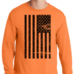 Motorcycles are Everywhere - Distressed Flag - Bright Orange Long Sleeve T-shirt