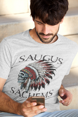 Saugus Sachem Skull Ash Gray T-Shirt - Adult Sizes - FRONT PRINT ONLY