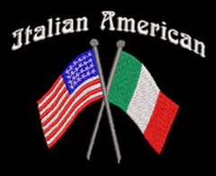 Italian American with Flags - Embroidered - Black Mens Polo Shirt