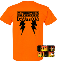 Motorcycles are Everywhere - Lightning Bolts - Bright Orange SHORT Sleeve T-shirt