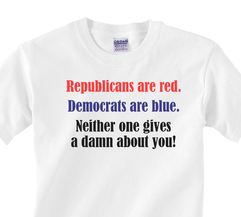 Republicans are Red - Democrats are Blue - White Adult T-shirt
