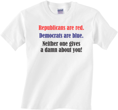 Republicans are Red - Democrats are Blue - White Adult T-shirt