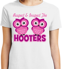 Respect and Inspect the Hooters - Cancer Awareness White Ladies T-Shirt
