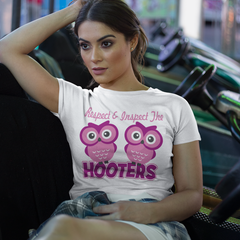 Respect and Inspect the Hooters - Cancer Awareness White Ladies T-Shirt