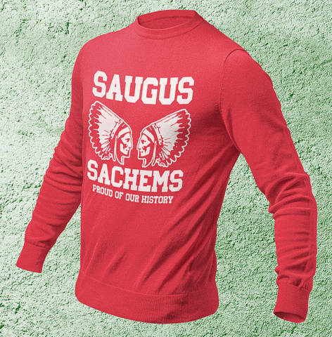 Saugus Sachem - Proud of Our History Red Long Sleeve T-shirt  (FRONT PRINT ONLY)