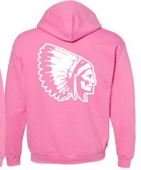 Proud Saugus Sachem PINK Hoodie with White IMPRINT - Adult Sizes