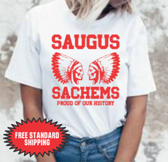 Proud Saugus Sachem White T-Shirt - Adult Sizes