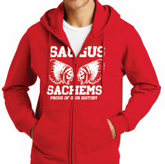 Proud Saugus Sachem Red (FULL ZIPPER) Hoodie - Adult Sizes