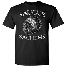 Saugus Sachems Skull -  BLACK T-SHIRT - 1 color front print