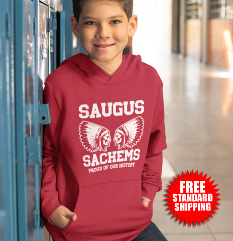 YOUTH - Proud Saugus Sachem Red Hoodie - YOUTH SIZES