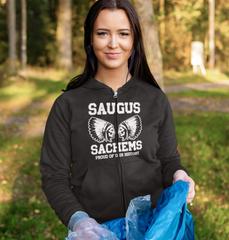 Proud Saugus Sachem BLACK (FULL ZIPPER) Hoodie - Adult Sizes