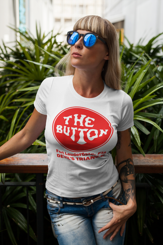 Button on the Beach White T-Shirt (FRONT PRINT ONLY) - 100% Cotton - Short Sleeve