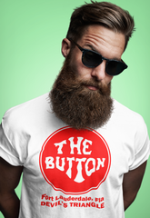 Button on the Beach White T-Shirt (FRONT PRINT ONLY) - 100% Cotton - Short Sleeve